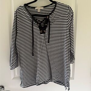 Michael Kors Black and White Striped Top